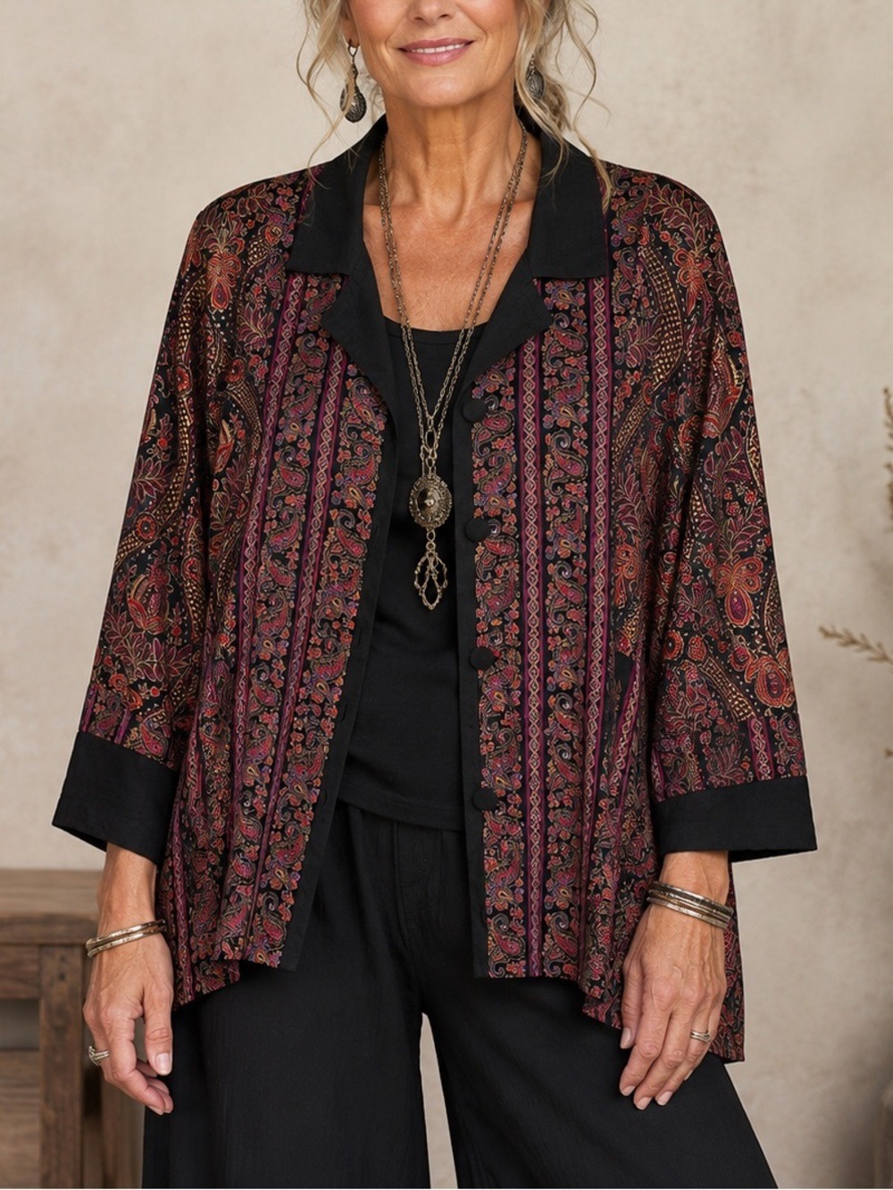 Citron Santa Monica Silk Blend Paisley Jacquard Brocade Jacket Size 2X